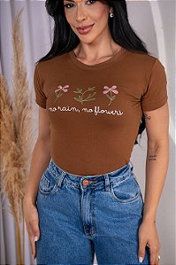 TSHIRT NO RAIN, NO FLOWERS PONTOS DE LUZ - MARROM