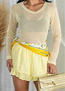 BLUSA MANGA LOGA FEMININA TULE - AMARELO BEBÊ