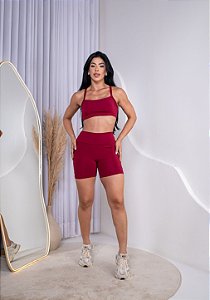 CONJUNTO FITNESS SHORT E TOP SUPLEX - MARSALA