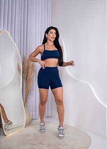 CONJUNTO FITNESS SHORT E TOP SUPLEX - AZUL MARINHO