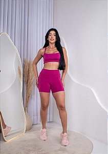 CONJUNTO FITNESS SHORT E TOP SUPLEX - ROSA PINK