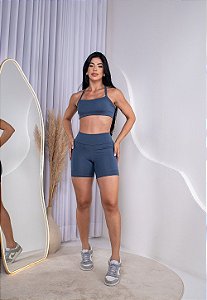 CONJUNTO FITNESS SHORT E TOP SUPLEX - AZUL PETRÓLEO
