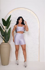 CONJUNTO FITNESS SHORT E TOP SHINE - LÍLAS