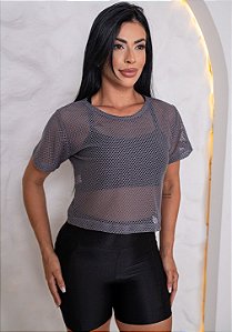 CROPPED ARRASTÃO - CINZA CHUMBO