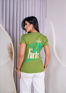 TSHIRT NO ALGODÃO ESTAMPA FRENTE E COSTAS SEJA FORTE - VERDE