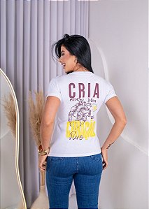TSHIRT NO ALGODÃO ESTAMPA FRENTE E COSTAS CORAÇÃO PURO - BRANCA