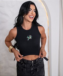 CROPPED REGATA NA RIBANA DOCINHO - PRETA