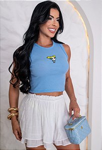 CROPPED REGATA NA RIBANA LINDINHA - AZUL