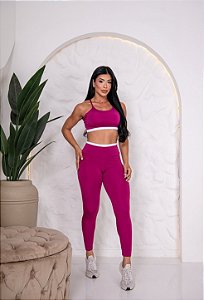 CONJUNTO FITNESS CALÇA E TOP SUPLEX - ROSA FÚCSIA