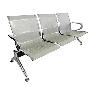 Longarina Qatar De Aeroporto 3 Lugares Cromada