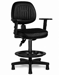 Cadeira Caixa Alta Ergonomica Executiva Portaria e Recepção Braços Reguláveis cor preta