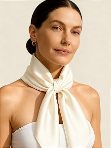 Lenço de Seda 100% Pura - Blanc Crème