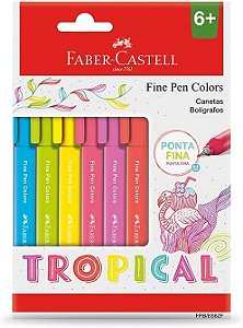 Caneta Fine Pen Color Tropical, 0.4mm - Faber-Castell - com 6 cores
