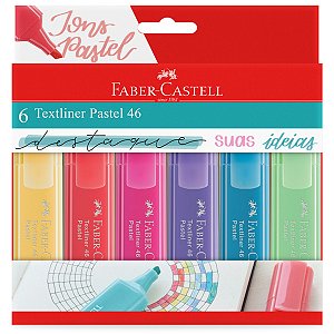 Marca Texto Textliner Pastel 46 - Faber-Castell - com 6 cores