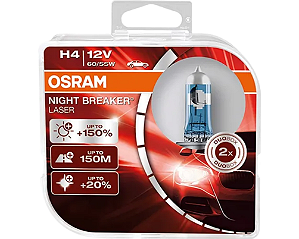 Par H4 Lâmpada Osram Night Breaker Laser 12v 150%+luz 60/55w