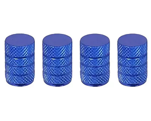 Kit Tampa De Válvula Bico Pneu Carro Moto 4 peças Azul