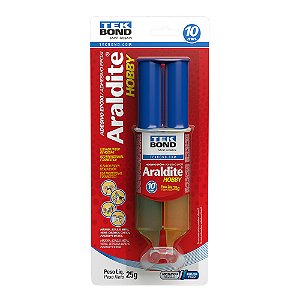Cola Epoxi Araldite Hobby Profissional Seringa 25g 10 Min Tekbond Cor Amarelo/azul