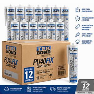 Caixa Selante PU40 Fix Cinza Tekbond 387g - 12 Unidades - Atacado Construtora