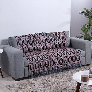 Manta Xale  Decorativa Dupla Face Para Sofá Com Franja Luxor 01 Peça em Tecido Jacquard -210 M x 1,35 M - Cor: Rosê