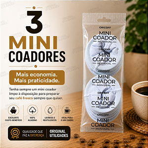 Kit com 3 Mini Coador de Café Individual
