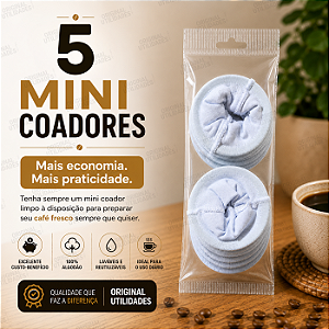 Kit com 5 Mini Coador de Café Individual