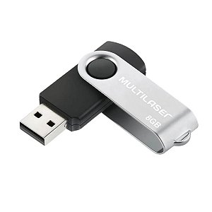 PEN DRIVE 8GB USB TWIST PRETO/PRATA R.PD587 - MULTILASER