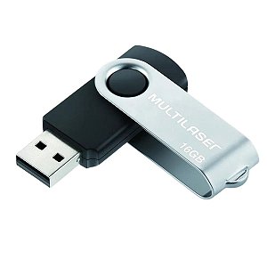 PEN DRIVE 16GB USB TWIST2 PRETO/PRATA R.PD588 - MULTILASER