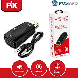 ADAPTADOR/CONVERSOR HDMI MACHO P/ VGA FEMEA C/ CABO AUDIO R.