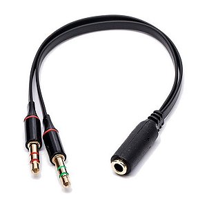 CABO 30CM 1 PLUG P3 FEMEA X 2 PLUGS P2 MACHO PARA HEADSET