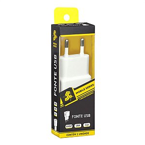 FONTE CARREGADOR USB MOBILE DE PAREDE 5V 2.1A BRANCO R.044-0