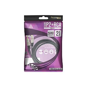 CABO P2 ESTEREO X 2 RCA MACHO PLUG METAL FITZ 2MTS R.018-0702 - PERFORMANCE SOUND