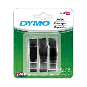 FITA P/ ROTULADOR MANUAL BL C/ 3UN BRILHANTE 9MM X 3M PRETO R.1741670 - DYMO