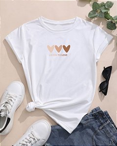 T-shirt LISTEN LOVE - branco