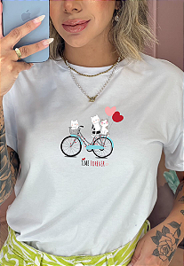 T-shirt CAT FOREVER - BRANCO