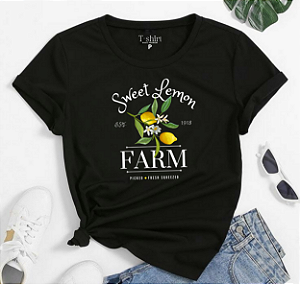 T-shirt LEMON FARM - PRETO