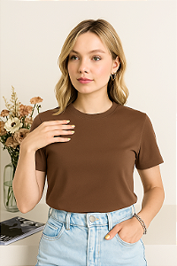 T-shirt BÁSICA MARROM CLARO