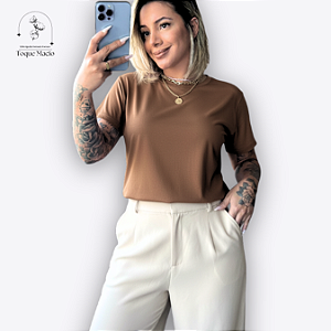 T-shirt BÁSICA MARROM CLARO