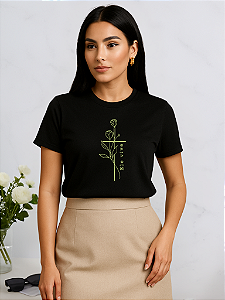 T-shirt ELE VIVE FLOR - PRETO
