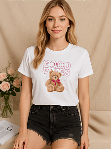 T-shirt GOOD BEAR VIBES - BRANCO