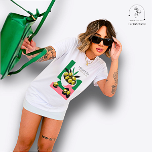 T-SHIRT OLIVA - BRANCO