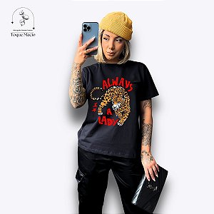 T-SHIRT ALWAYS A LADY - PRETO