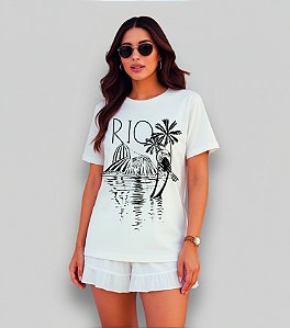 T-SHIRT RIO PRETO E BRANCO - BRANCO