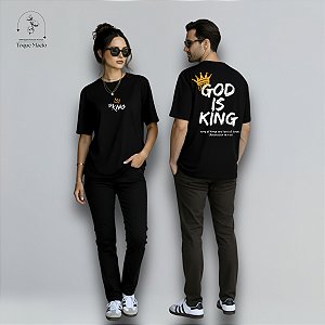 OVERSIZED UNISSEX GOD IS KING - PRETO