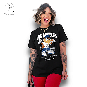 T-SHIRT TAZ LOS ANGELES - PRETO