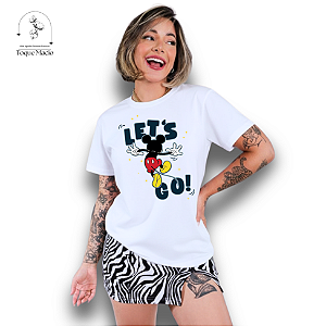 T-SHIRT MICKEY LETS GO - BRANCO