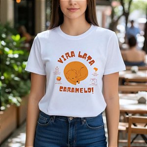 T-SHIRT VIRA LATA CARAMELO 2026 - BRANCO