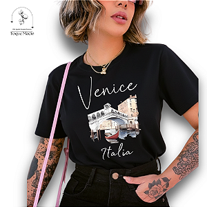 T-SHIRT VENICE ITALIA - PRETO
