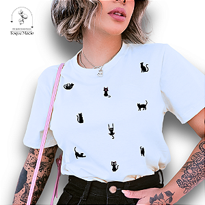 T-SHIRT GATINHOS - BRANCO
