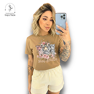 T-SHIRT STAY GOLDEN - CAPUCCINO