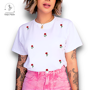 T-SHIRT ROSAS RED - BRANCO